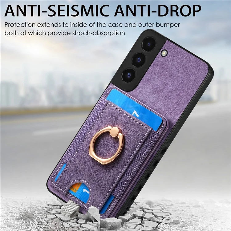 D7 For Samsung Galaxy S22 5G Case Detachable Magnetic Card Slot Kickstand Phone Case