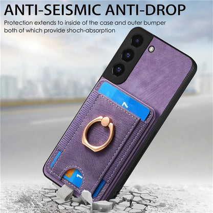 D7 For Samsung Galaxy S22 5G Case Detachable Magnetic Card Slot Kickstand Phone Case