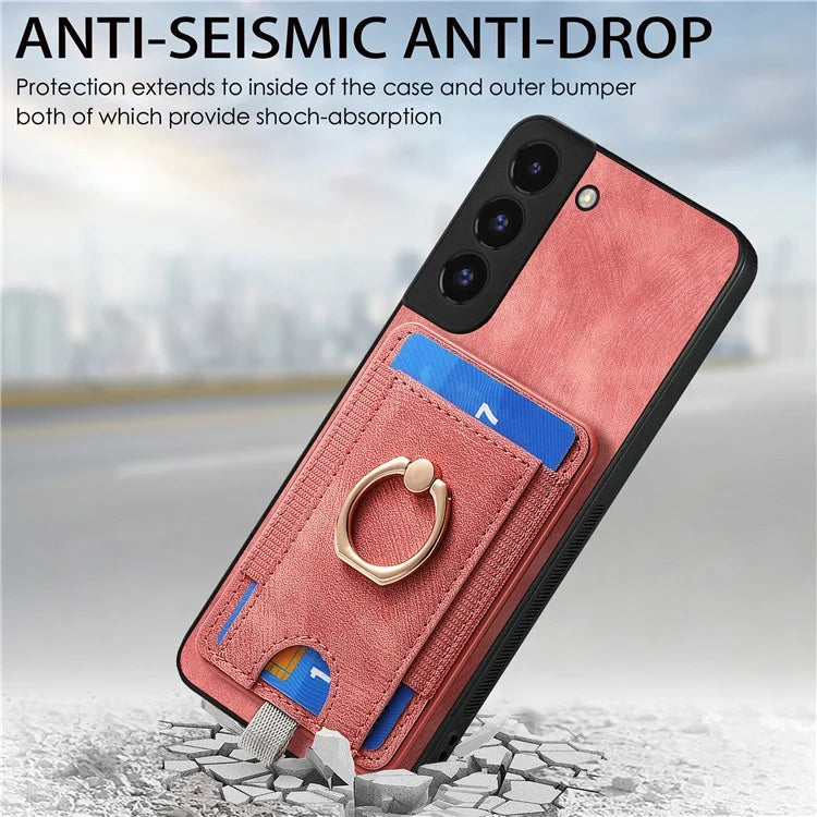 D7 For Samsung Galaxy S22+ 5G Case Detachable 2-in-1 Card Holder Kickstand Phone Cover