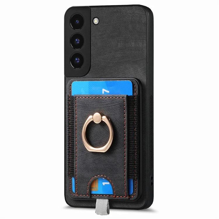 D7 For Samsung Galaxy S22+ 5G Case Detachable 2-in-1 Card Holder Kickstand Phone Cover