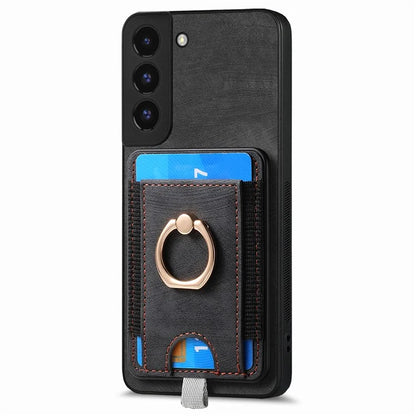 D7 For Samsung Galaxy S22+ 5G Case Detachable 2-in-1 Card Holder Kickstand Phone Cover