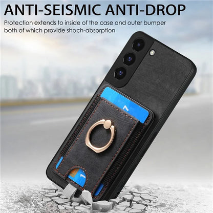 D7 For Samsung Galaxy S22+ 5G Case Detachable 2-in-1 Card Holder Kickstand Phone Cover