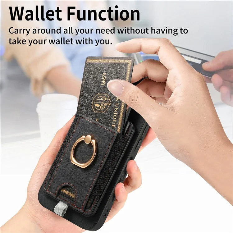 D7 For Samsung Galaxy S22+ 5G Case Detachable 2-in-1 Card Holder Kickstand Phone Cover