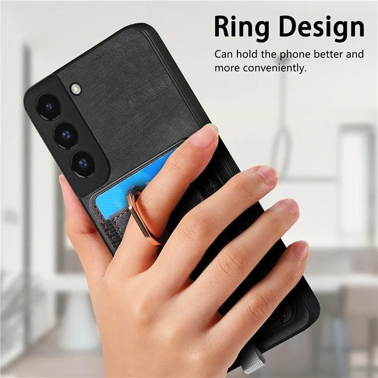 D7 For Samsung Galaxy S22+ 5G Case Detachable 2-in-1 Card Holder Kickstand Phone Cover