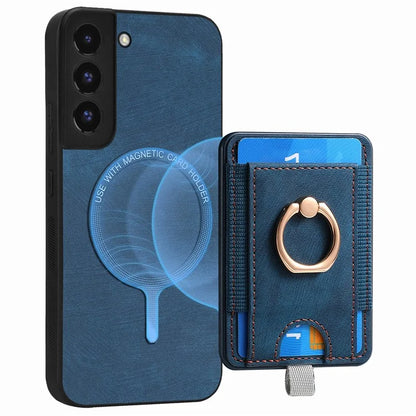 D7 For Samsung Galaxy S22+ 5G Case Detachable 2-in-1 Card Holder Kickstand Phone Cover
