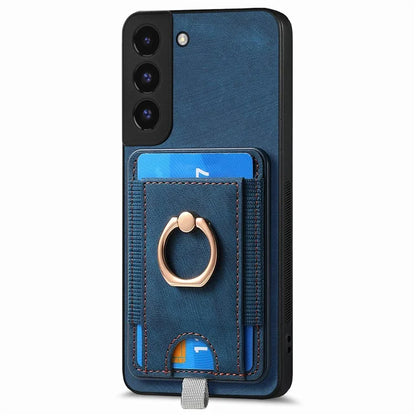 D7 For Samsung Galaxy S22+ 5G Case Detachable 2-in-1 Card Holder Kickstand Phone Cover