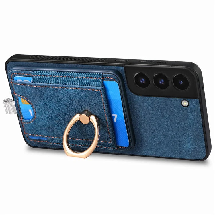 D7 For Samsung Galaxy S22+ 5G Case Detachable 2-in-1 Card Holder Kickstand Phone Cover