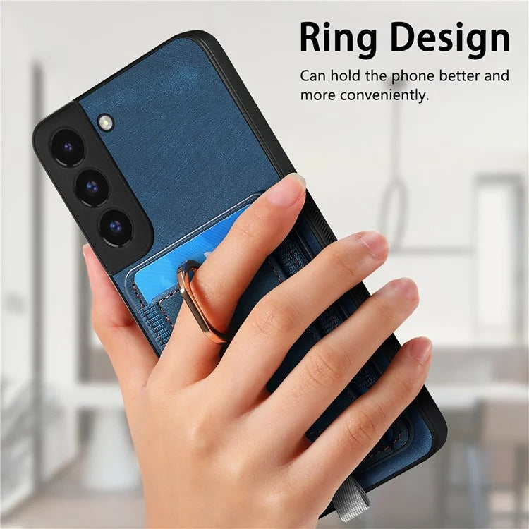 D7 For Samsung Galaxy S22+ 5G Case Detachable 2-in-1 Card Holder Kickstand Phone Cover