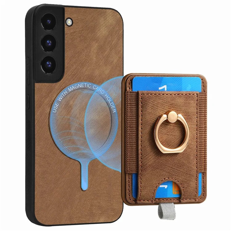 D7 For Samsung Galaxy S22+ 5G Case Detachable 2-in-1 Card Holder Kickstand Phone Cover
