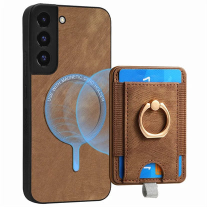 D7 For Samsung Galaxy S22+ 5G Case Detachable 2-in-1 Card Holder Kickstand Phone Cover