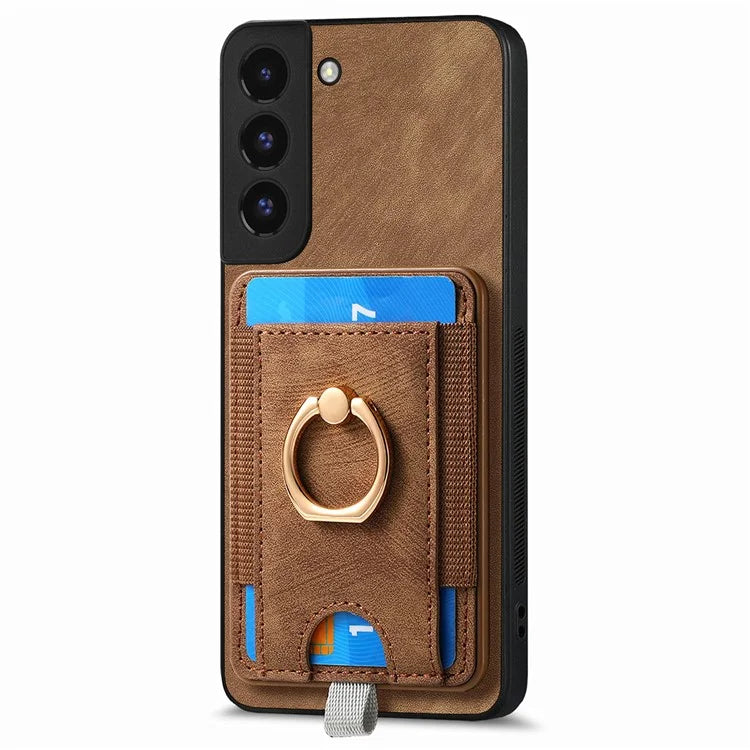 D7 For Samsung Galaxy S22+ 5G Case Detachable 2-in-1 Card Holder Kickstand Phone Cover