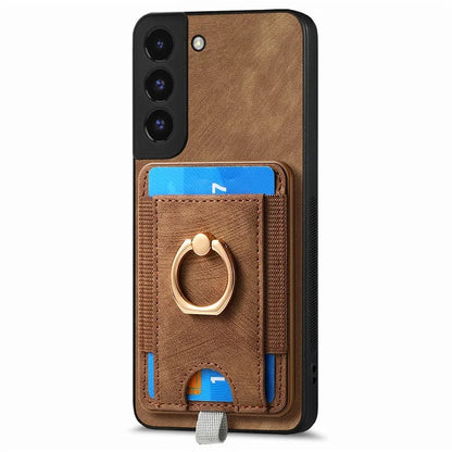 D7 For Samsung Galaxy S22+ 5G Case Detachable 2-in-1 Card Holder Kickstand Phone Cover