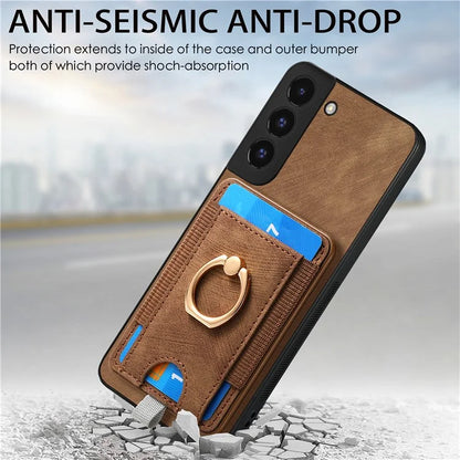 D7 For Samsung Galaxy S22+ 5G Case Detachable 2-in-1 Card Holder Kickstand Phone Cover