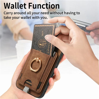 D7 For Samsung Galaxy S22+ 5G Case Detachable 2-in-1 Card Holder Kickstand Phone Cover