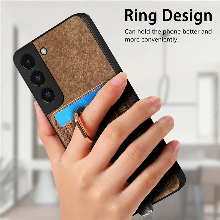 D7 For Samsung Galaxy S22+ 5G Case Detachable 2-in-1 Card Holder Kickstand Phone Cover