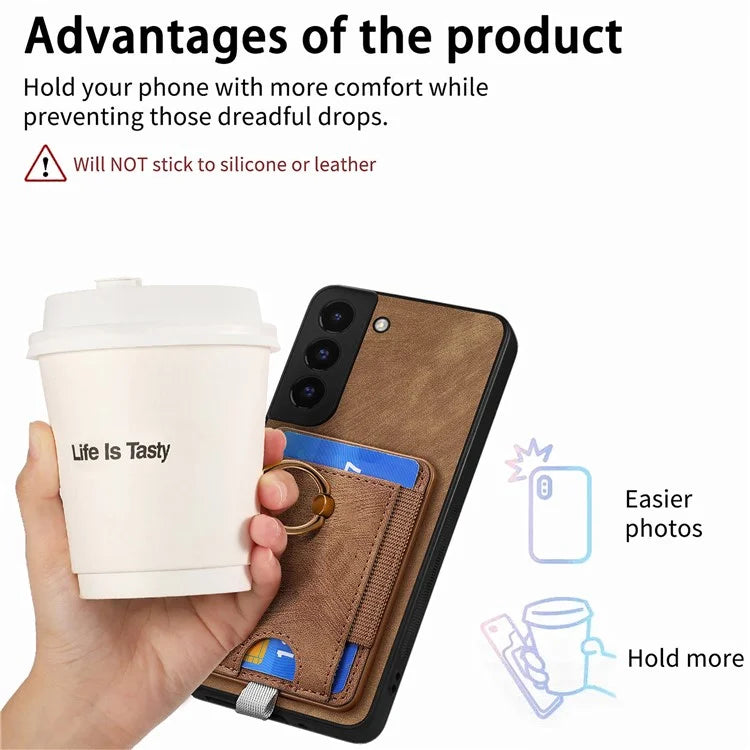 D7 For Samsung Galaxy S22+ 5G Case Detachable 2-in-1 Card Holder Kickstand Phone Cover