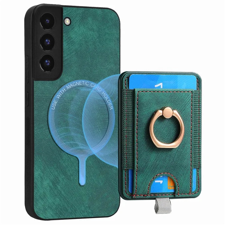 D7 For Samsung Galaxy S22+ 5G Case Detachable 2-in-1 Card Holder Kickstand Phone Cover