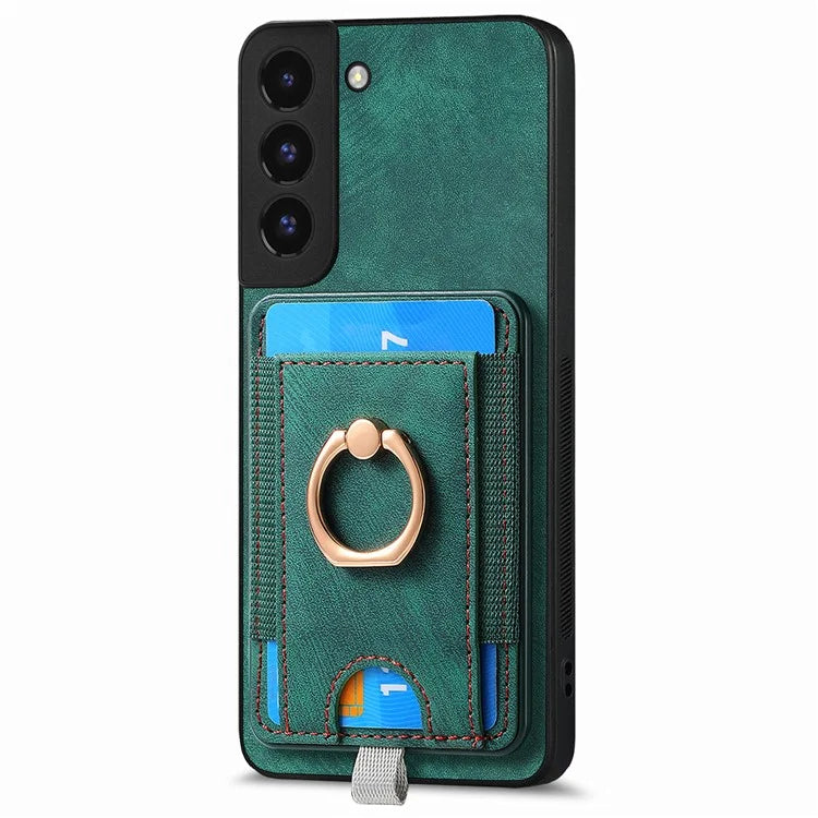 D7 For Samsung Galaxy S22+ 5G Case Detachable 2-in-1 Card Holder Kickstand Phone Cover