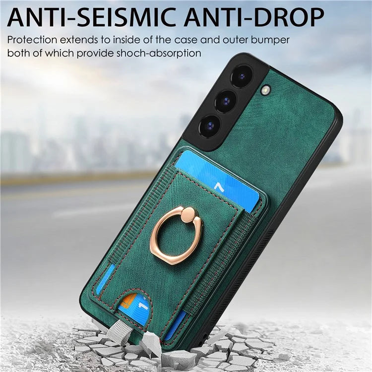 D7 For Samsung Galaxy S22+ 5G Case Detachable 2-in-1 Card Holder Kickstand Phone Cover