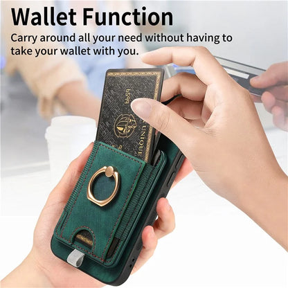 D7 For Samsung Galaxy S22+ 5G Case Detachable 2-in-1 Card Holder Kickstand Phone Cover