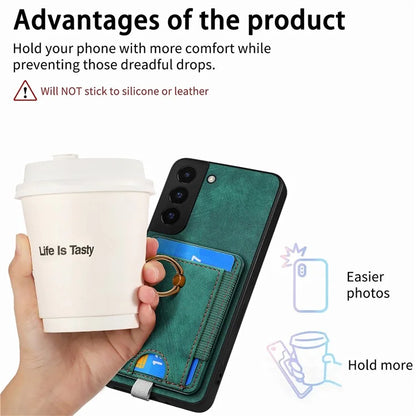 D7 For Samsung Galaxy S22+ 5G Case Detachable 2-in-1 Card Holder Kickstand Phone Cover