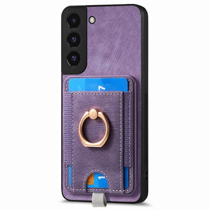 D7 For Samsung Galaxy S22+ 5G Case Detachable 2-in-1 Card Holder Kickstand Phone Cover