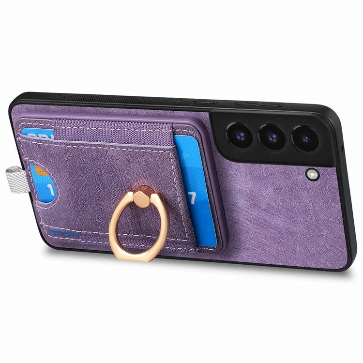 D7 For Samsung Galaxy S22+ 5G Case Detachable 2-in-1 Card Holder Kickstand Phone Cover