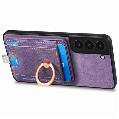 D7 For Samsung Galaxy S22+ 5G Case Detachable 2-in-1 Card Holder Kickstand Phone Cover