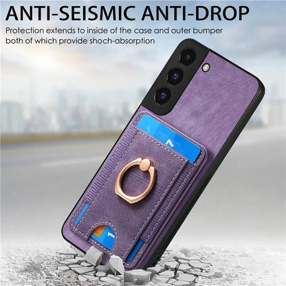 D7 For Samsung Galaxy S22+ 5G Case Detachable 2-in-1 Card Holder Kickstand Phone Cover
