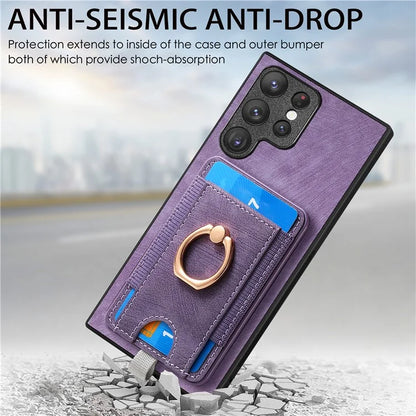 D7 For Samsung Galaxy S22 Ultra 5G Kickstand Case Detachable Magnetic Phone Cover with Card Slot