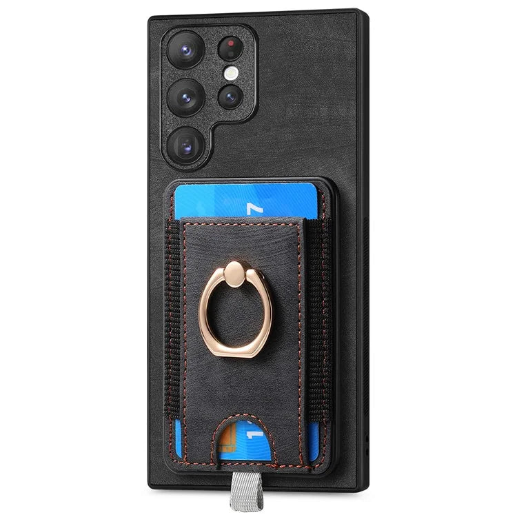 D7 For Samsung Galaxy S22 Ultra 5G Kickstand Case Detachable Magnetic Phone Cover with Card Slot