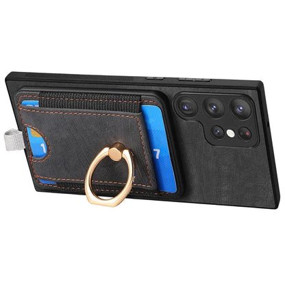 D7 For Samsung Galaxy S22 Ultra 5G Kickstand Case Detachable Magnetic Phone Cover with Card Slot