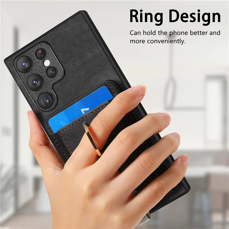 D7 For Samsung Galaxy S22 Ultra 5G Kickstand Case Detachable Magnetic Phone Cover with Card Slot