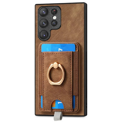 D7 For Samsung Galaxy S22 Ultra 5G Kickstand Case Detachable Magnetic Phone Cover with Card Slot