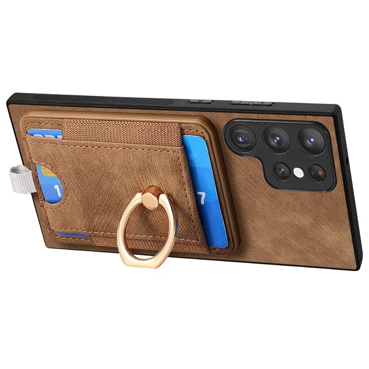 D7 For Samsung Galaxy S22 Ultra 5G Kickstand Case Detachable Magnetic Phone Cover with Card Slot
