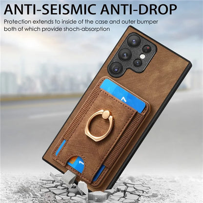 D7 For Samsung Galaxy S22 Ultra 5G Kickstand Case Detachable Magnetic Phone Cover with Card Slot