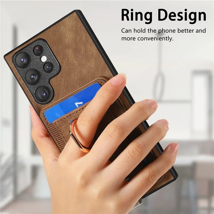 D7 For Samsung Galaxy S22 Ultra 5G Kickstand Case Detachable Magnetic Phone Cover with Card Slot