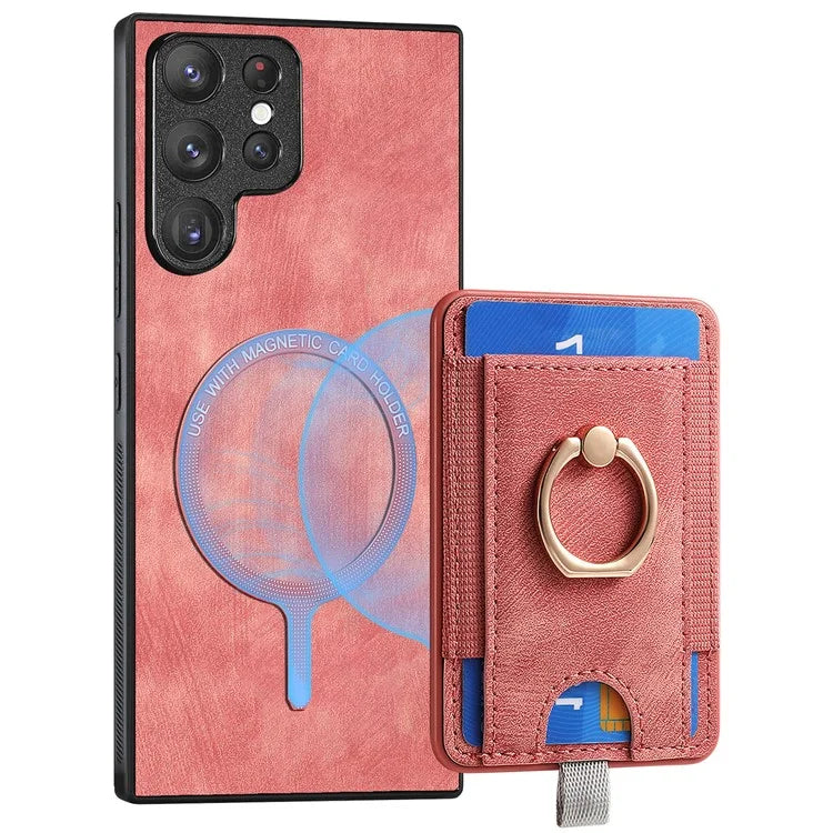 D7 For Samsung Galaxy S22 Ultra 5G Kickstand Case Detachable Magnetic Phone Cover with Card Slot