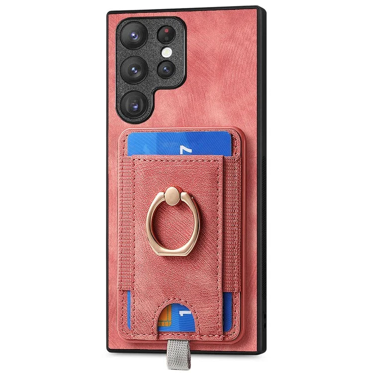 D7 For Samsung Galaxy S22 Ultra 5G Kickstand Case Detachable Magnetic Phone Cover with Card Slot