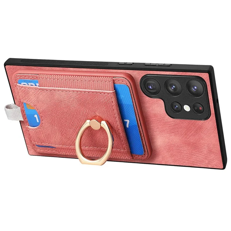 D7 For Samsung Galaxy S22 Ultra 5G Kickstand Case Detachable Magnetic Phone Cover with Card Slot