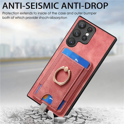 D7 For Samsung Galaxy S22 Ultra 5G Kickstand Case Detachable Magnetic Phone Cover with Card Slot