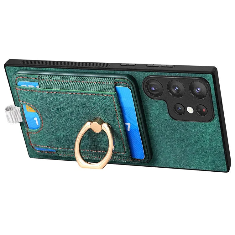 D7 For Samsung Galaxy S22 Ultra 5G Kickstand Case Detachable Magnetic Phone Cover with Card Slot