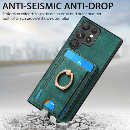 D7 For Samsung Galaxy S22 Ultra 5G Kickstand Case Detachable Magnetic Phone Cover with Card Slot