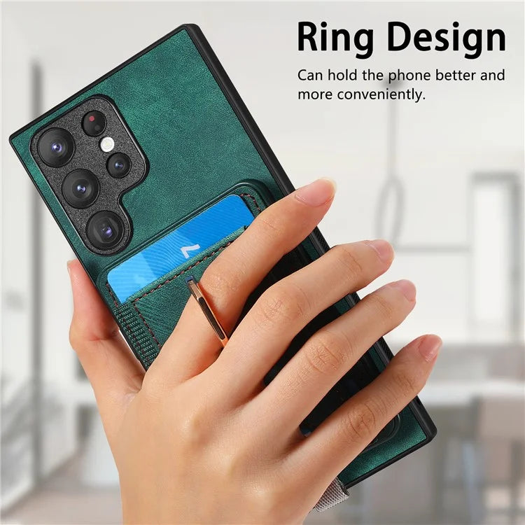 D7 For Samsung Galaxy S22 Ultra 5G Kickstand Case Detachable Magnetic Phone Cover with Card Slot