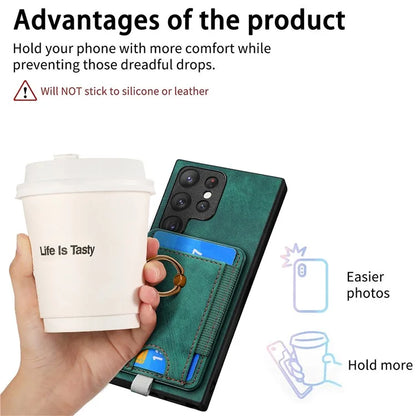 D7 For Samsung Galaxy S22 Ultra 5G Kickstand Case Detachable Magnetic Phone Cover with Card Slot