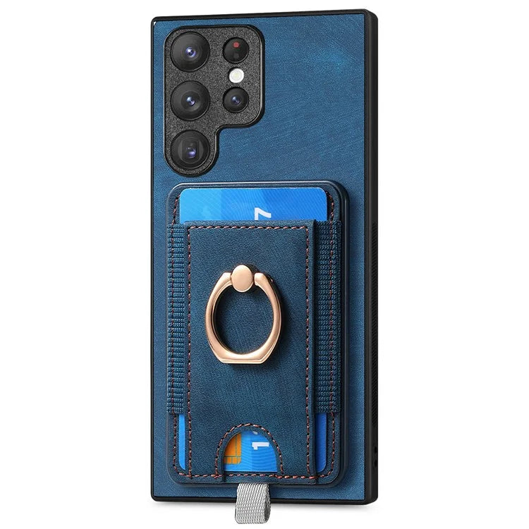 D7 For Samsung Galaxy S22 Ultra 5G Kickstand Case Detachable Magnetic Phone Cover with Card Slot
