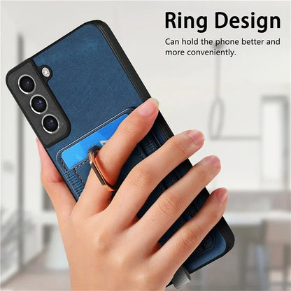D7 For Samsung Galaxy S21 FE 5G Case Retro Leather+TPU Phone Cover with Detachable Card Holder