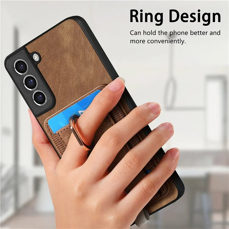 D7 For Samsung Galaxy S21 FE 5G Case Retro Leather+TPU Phone Cover with Detachable Card Holder