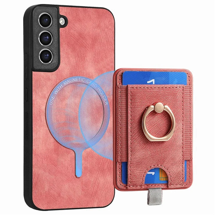 D7 For Samsung Galaxy S21 FE 5G Case Retro Leather+TPU Phone Cover with Detachable Card Holder
