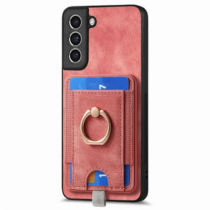 D7 For Samsung Galaxy S21 FE 5G Case Retro Leather+TPU Phone Cover with Detachable Card Holder